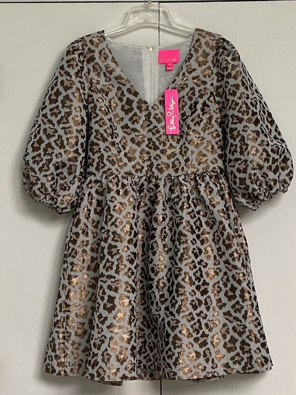 Lilly Pulitzer sz 10 Calyssa Dress Gold Metallic Leopard Jacquard NWT